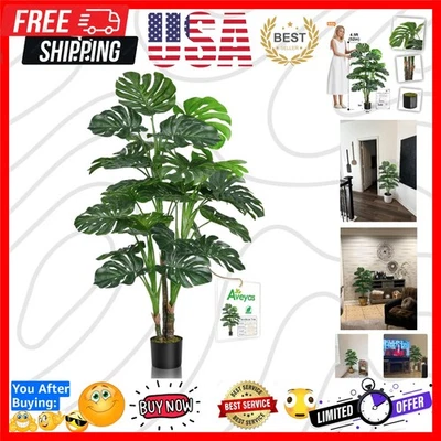 54'' Tall Large Artificial Monstera Deliciosa Plants, 4.5 Feet Faux Swiss Che... - Image 1 of 4
