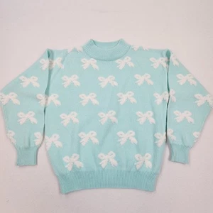 Maglione vintage anni 80 PERSUASION pastello acqua fiocchi finto collo USA nonna coquette - Foto 1 di 10