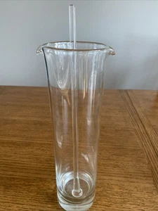 Vintage klar mundgeblasen Glas Martini Krug mit Glas Rührstab 12" hoch - Bild 1 von 6
