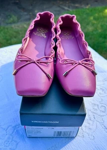 NWB Vince Camuto Valarrae Ballet Flat Berry Pink Leather Size 7.5M - Picture 1 of 4