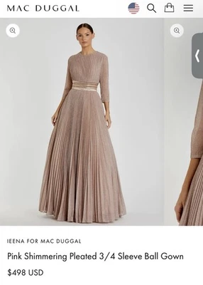 MAC DUGGAL Shimmering Pleated A-Line Pink Rose Gold Tulle Ball Gown 30700 Sz 10 - Image 1 of 4