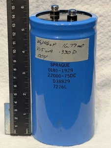 Condensador Sprague 22.000uF nominal, 75V, 16,77 mΩ ESR, tipo 36DY, probado - Imagen 1 de 1