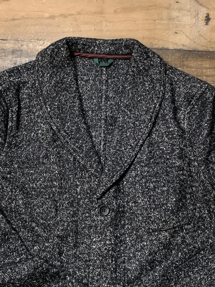 Blazer Suéter Bonobos Para Hombre Mediano Negro Gris Mezcla de Lana Chal Cuello Tejido Foto 1 de 4