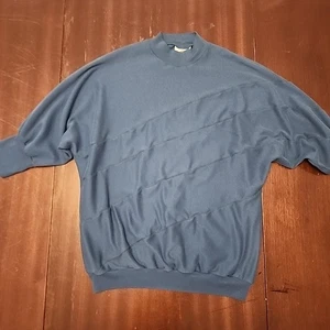 Vintage 80s SLOPPY JOES Oversized Womens Retro Striped Blue Pullover Sweatshirt  - Picture 1 of 8