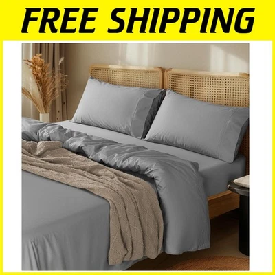 Elegante Juego de Sábanas Gris King Size, 1000 TC Algodón Egipcio Foto 1 de 4