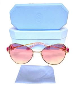 Occhiali da sole Swarovski SK 7002 400468 oro rosa cristalli swarovski con custodia - Foto 1 di 12