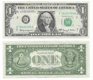 1963 A $1 dollar bill US Federal Reserve note one dollar G series Chicago - Picture 1 of 1