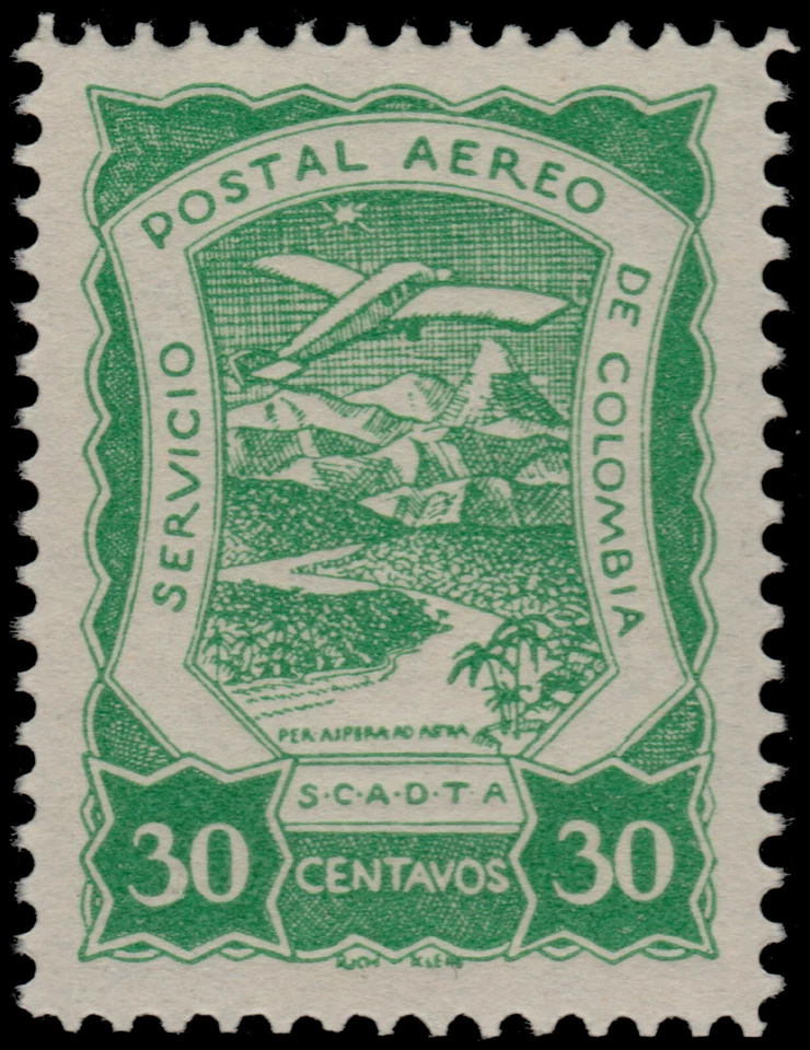 ✔️ COLÔMBIA SCADTA 1921 - AVIÃO SOBRE O RIO - SC. C29 ** MNH [1SCDT14] - Imagem 1 de 1