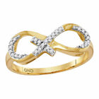 10k Yellow Gold Womens Round Diamond Infinity Cross Band Ring 1/10 Cttw