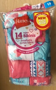 Hanes Girls Bikinis Tagless 14-Pair Underwear No Ride Up  Size 14 Breathable - Picture 1 of 3