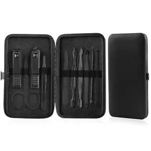 Nail Care Kit, Tweezers Nail Clippers, Grooming Kits 10PCS Black - Picture 1 of 3