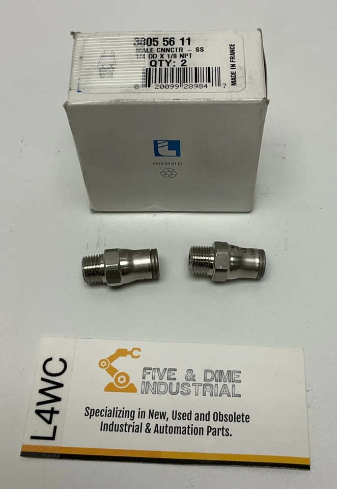 Legris 3805 56 11  2-Pack Push Connector SS-316 1/4" OD Tube x 1/8" MNPT - Image 1 of 4