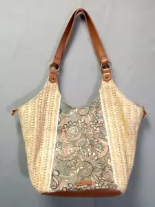 Sakroots Roma Straw Shoulder/Tote Bag w/Floral Print - Picture 1 of 14