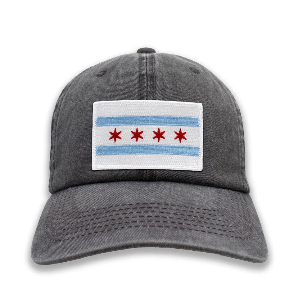 Sombrero Bandera Chicago - Parche Bordado - Gorra de Pelota o Sombrero de Camionero Foto 1 de 1