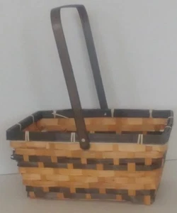 Rect Bamboo Stained Swing Handle Basket - Large 10 in. - Bild 1 von 4