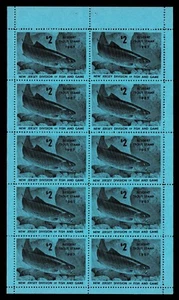 Sello de trucha residente 1967 NJ#13 - bloque de 10 - OGNH - en muy buen estado - estimado $80,00 (E#0745) - Imagen 1 de 2