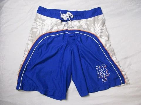 New York Mets Swim Trunks Medium Board Shorts Blue Hawaiian Pocket Mesh Liner Cover