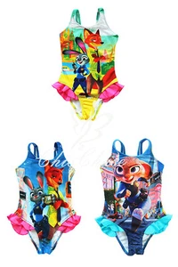 UK Zootropolis Zootopia Judy Nick Swimming Costume Girls Swimwear Swimsuit - Picture 1 of 7