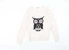 George Womens Beige Round Neck Polyester Pullover Jumper Size 10 - Owl Detail