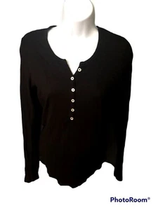 Women's P.J. Salvage Size Medium Long Sleeve Henley Shirt - Picture 1 of 5