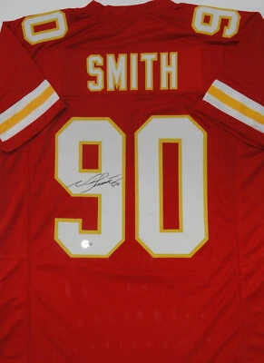 Camiseta deportiva roja réplica personalizada firmada por Neil Smith de los Chiefs Linebacker AUTO - BAS Foto 1 de 2