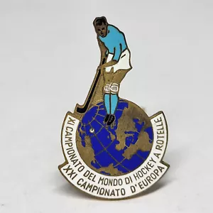 Insignia esmaltada de colección 1955 XI Copa Mundial de Hockey sobre Rodillos, Milán Italia - Imagen 1 de 7