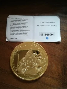 MEDAILLE centenaire Première Guerre Mondiale Armistice Cuivre doré à l'or 24k - Imagen 1 de 2