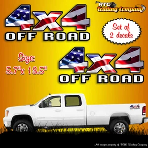 4x4 Off Road American flag USA Patriotic vinyl decal truck SUV sticker set - Bild 1 von 1