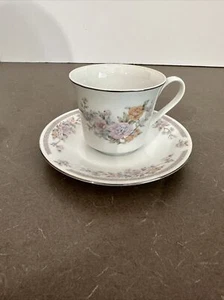 ROYAL GALLERY FINE CHINA 0750 MAYFAIR 6" CUP & SAUCER PINK ORANGE BLOSSOMS JAPAN - Picture 1 of 9
