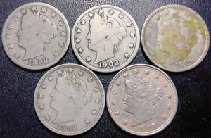 Vereinigte Staaten - Packung x5 Liberty Nickel Von 1898 Bis 1908! Km #112 - Picture 1 of 2