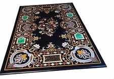 48" x 32" Center Black Marble Table Top Inlay Handmade Work