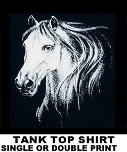 BEAUTIFUL EQUESTRIAN HORSE SHOW ART WHITE HORSE TANK TOP SHIRT WS317 - Picture 1 of 12