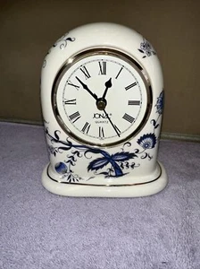 JONAL QUARTZ MANTLE CLOCK Delft Blauw BLUE Color FLORAL DESIGN For Parts - Picture 1 of 7