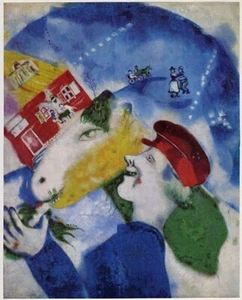 Marc Chagall: 1972 Fine Color Kunstdruck: "Bauernleben" - Bild 1 von 1