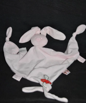 🐰 Doudou plat lapin NATTOU lapidou triangle rose pale attache tetine NEUF - Photo 1/2