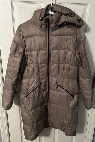 Michael Kors Women’s Quilted Nylon Puffer Coat W Hood Tan Size M