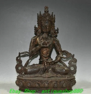 Estatua de Buda Dorje Vajra Vajradhara Vajrava de bronce dorado del Tíbet antiguo de 11,8"" Foto 1 de 4