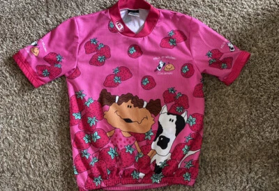 Camiseta deportiva de ciclismo Louis Garneau para niñas jóvenes junior rosa FRESA talla L grande Foto 1 de 2