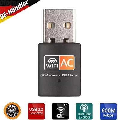WLAN Stick 600Mbps USB WiFi AC Dongle Wireless Adapter Dual Band 2.4GHz 5GHz g/n - Bild 1 von 4