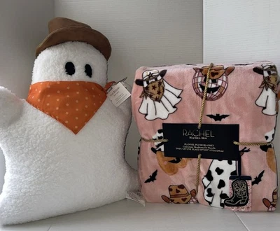 Rachel Roy Viral Halloween Vaquero Occidental Disco Calabaza Fantasma Manta Doble NUEVO Foto 1 de 4