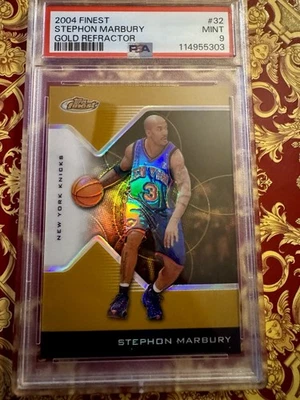 2004-05 Topps Finest - Stephon Marbury Gold Refractor/15 PSA 9 Pop 1, 0 superior Foto 1 de 4