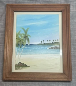 2005 Original Oil on Tile Painting Playacar Mexico Shore Signed by Hoill - Picture 1 of 8