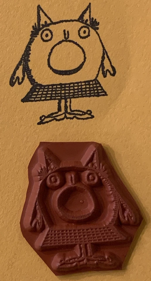 Резиновый штамп причудливый мультфильм монстр в клетку юбка unmounted - Изображение 1 из 1