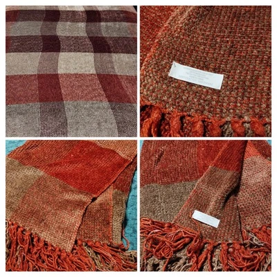 Restauración Hardware 72" por 52" Multicolor Cuadros Chenilla Flecos Manta Foto 1 de 4