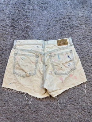 Pantalones Cortos Polo Ralph Lauren Mujer 29 Crosby Relajado Pintura Salpicaduras Deshilachado Corte Foto 1 de 4