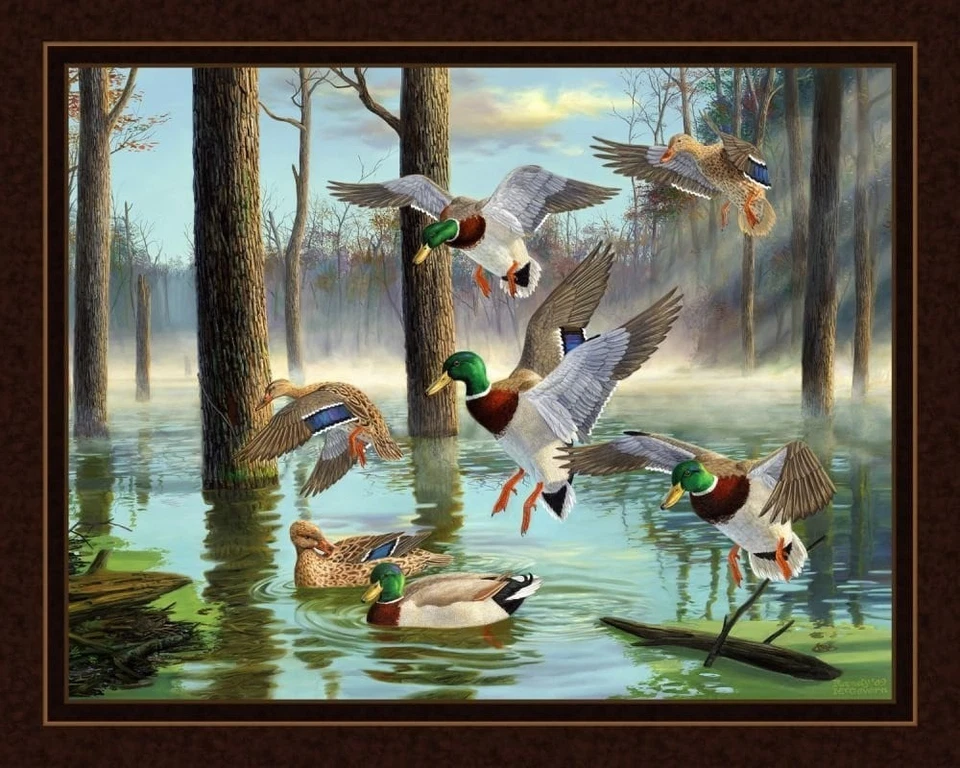 DESCARGAR Panel de edredón de tela de pato mallardo 36" x 45", patos, caza Foto 1 de 2