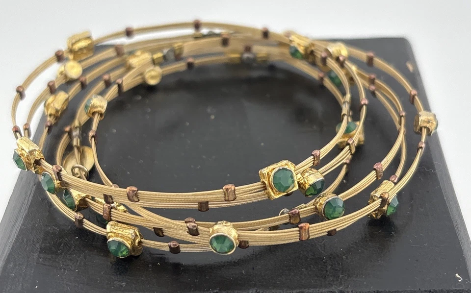 "Juego de 6 brazaletes de amor de temporada para mujer verde/oro de 2,5"" de diámetro" Foto 1 de 4