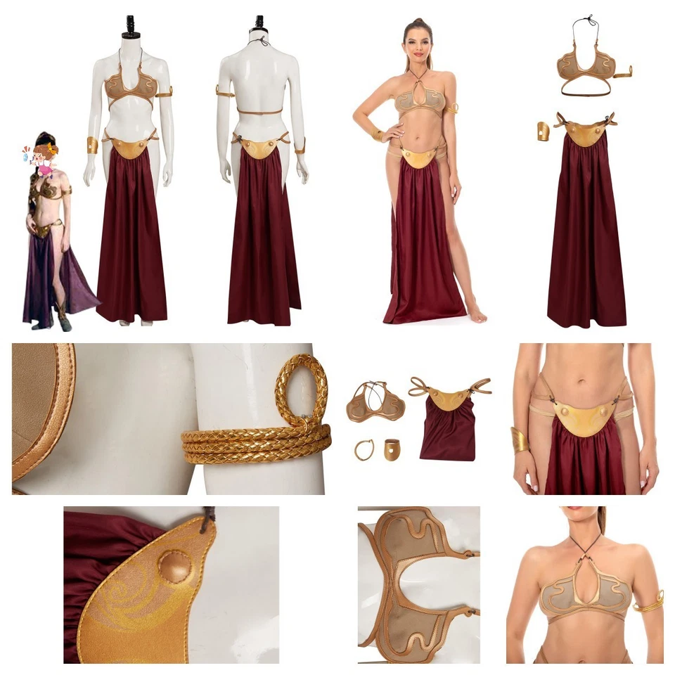 Costume schiava principessa Leia Star Wars cosplay Halloween Leia sexy bikini costume - Immagine 1 di 4