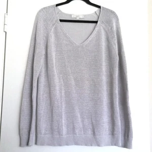 LOFT hellgrauer Pullover Pulli V-Ausschnitt Langarm Stretch vielseitig gebraucht, in einwandfreiem Zustand Gr. L - Bild 1 von 6
