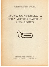 RARO ALFA ROMEO DAUPHINE PROVA CONTROLLATA AUTODROMO DI MONZA 1961 - 123
